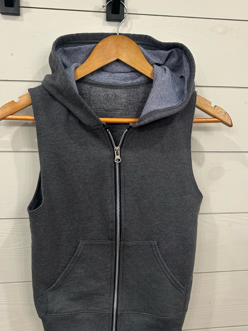 Fruit of the Loom Kids Charcoal Gray Sleeveless Zip Hoodie